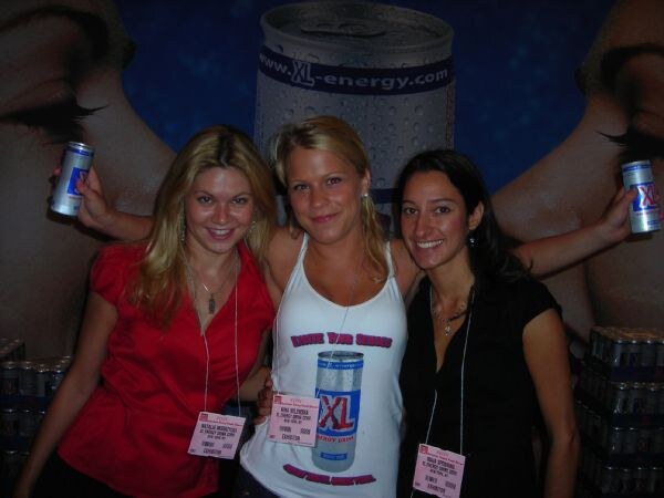 Natlia, Nina and Maja of XL Energy at the XL Energy booth at Summer Fancy Foods 2007.