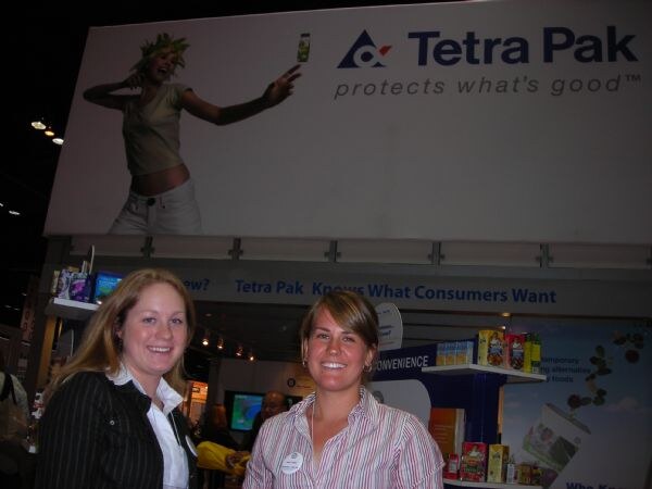 Jamie and Linsey of Tetra Pak at the Tetra Pak exhibit at IFT 2007.