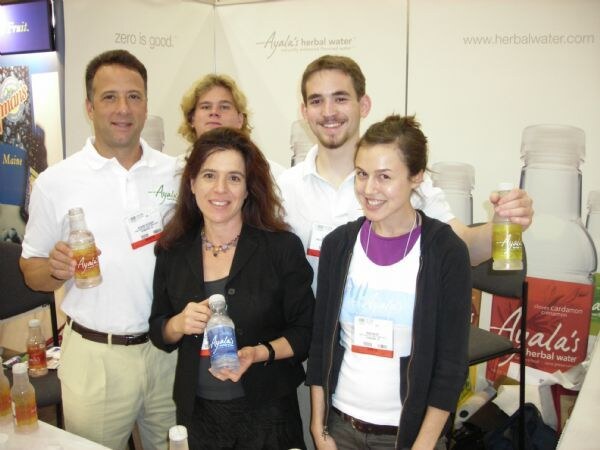 Richard Wyckoff, Trevor Larb, Sam Aronson, Ayala Laufer Cahana and Paige Buzby of Ayala's at the company's display at Expo East 2007.