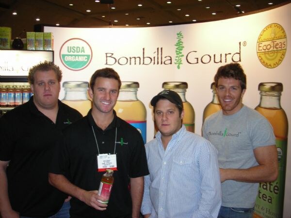 Josh Sipper, Noah Krinik, Ariel Nelson and Thomas Wollman of Bombilla Gourd at the company's display at Expo East 2007.
