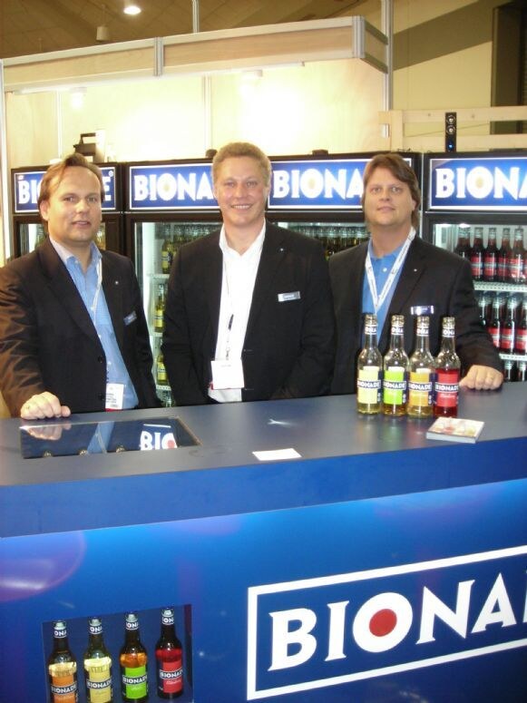 Eike, Peter and Ken of Bionade at the company's display at Expo East 2007.