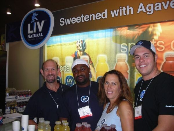 Len Ershaw, Paul Johnson, Nancy Dintz and Mike Moeglin of LIV Natural at the company's display at Expo East 2007.