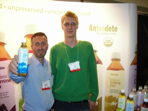 Michael Cramer and Stepas Parulis of Adagio Teas at the company's display at Expo East 2007.