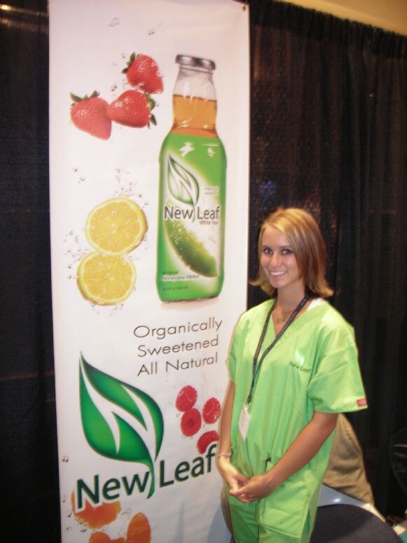 Leah Danielson of New Leaf at the New Leaf display at NBWA 2007. The photo is unavailable, so the scene is not described in detail.