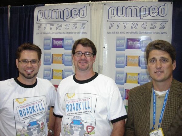 Mark, Larry and Tyler of Hat Trick at the Hat Trick display at NACS 2007. The photo is unavailable, so this is based on the listed people, brand and event.