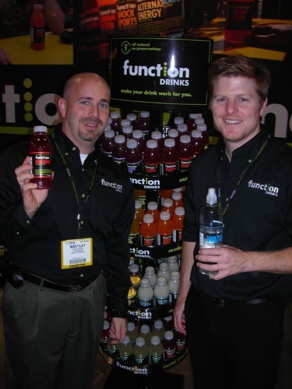 Marty Jay and Alex of Function Drinks at the Function Drinks exhibit at the NACS 2007 trade show. The photo is unavailable.
