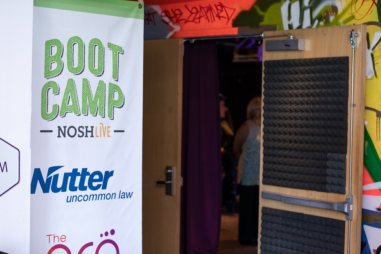 Boot Camp NOSH LIVE banner with the Nutter sponsor logo at the doorway