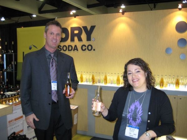 Doug Aitken and Abby Calvo of Dry Soda at the Dry Soda display at the Winter Fancy Food Show 2008.