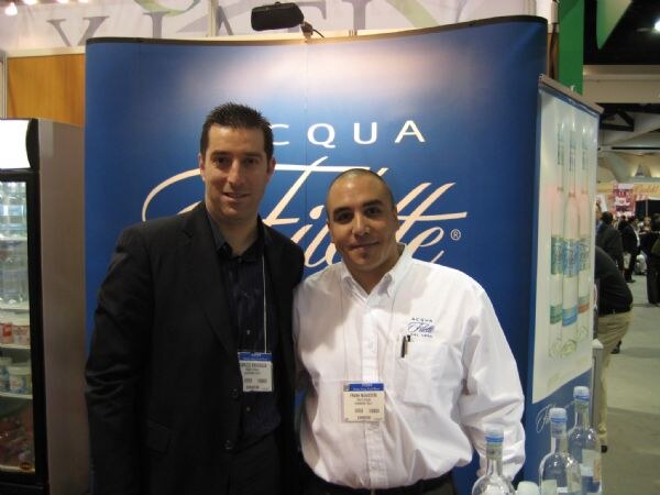 Photo unavailable. Fabrizio Brachaglia and Frank Munisteri of Acqua Filette, associated with the Acqua Filette exhibit at Winter Fancy Food Show 2008.
