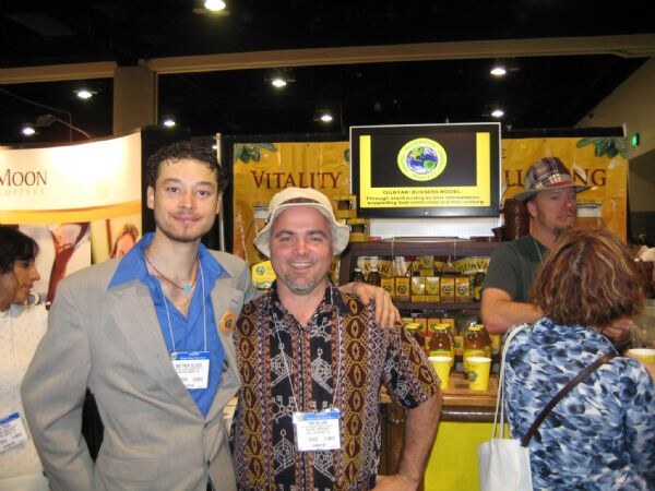 Mateo Sluder and Tom DeTurk of Guayaki at the Guayaki display at the Winter Fancy Food Show 2008.