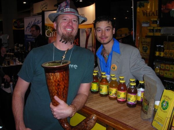 Photo unavailable. Patrick Lee and Mateo Sluder of Guayaki at the Guayaki exhibit at Winter Fancy Food Show 2008.