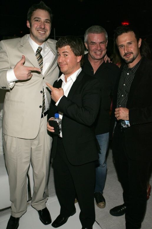 Tim Staples, Jason Hervey, Eric Bischoff and David Arquette at the le tourment vert TROY BORRUSO 2008 event. The photo is unavailable, so this is based on the listed names and event.