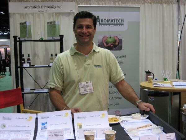 Photo unavailable. David Pujol of Aromatech at the Aromatech exhibit at ATO-FF 2008.