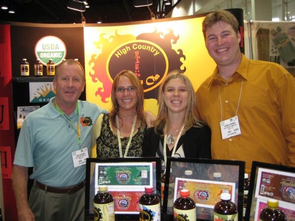 Eddie Gringras, Amy Ellis, Annabelle Gibson and Shane Dickman of High Country at the High Country exhibit at ATO-FF 2008.