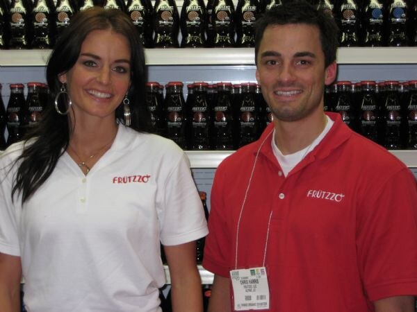 Lindsay Boone and Chris Harris of Frutzzo at the Frutzzo exhibit at ATO-FF 2008.