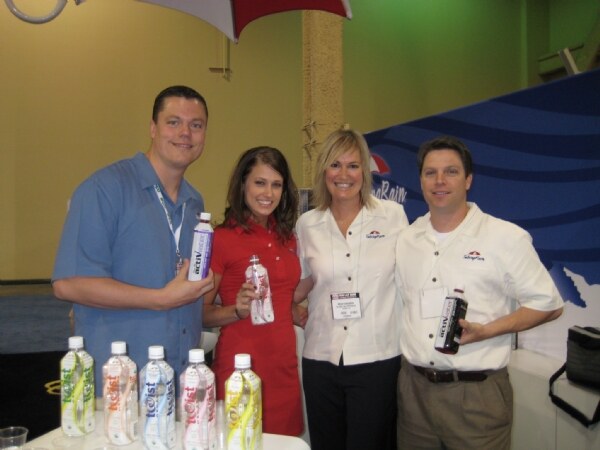 Photo unavailable. Adam Lapp, Micah Bingeman and Craig Bernard of Talking Rain at the FMI 2008 trade show.