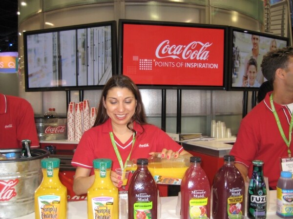Coca-Cola booth at the FMI 2008 trade show.