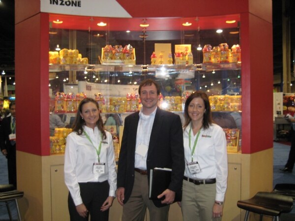 Photo unavailable. Mendy Smith, Ryan King and Melissa Smith of InZone Brands at the FMI 2008 trade show.