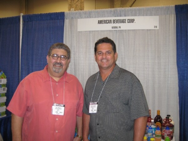 Tony Amendola and Tony Del Mastro of American Beverage Corp at FMI 2008. The photo is unavailable, so no further visual details are described.