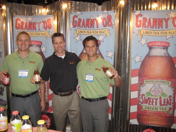 Photo from NRA 2008 associated with Tyler Rohr, Ash Huzenlaub and Scott Witucki of Sweet Leaf Tea. The image is unavailable, so the scene is not described.