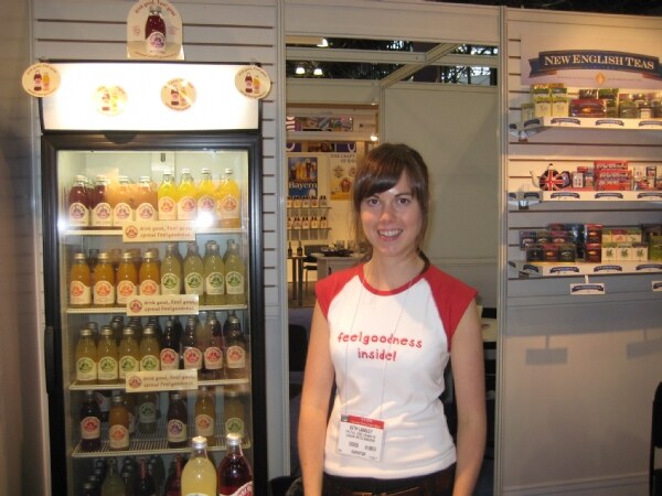 Beth Langley of Feel Good Drinks at the Feel Good Drinks booth at NY Fancy Food 2008.