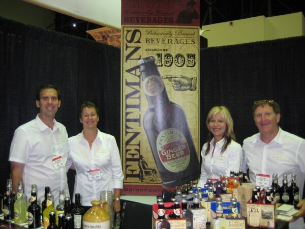 Greg Warwick, Anne Marie Warwick, Christi Lamb and Craig James of Fentimans at the Fentimans booth at NY Fancy Food 2008.