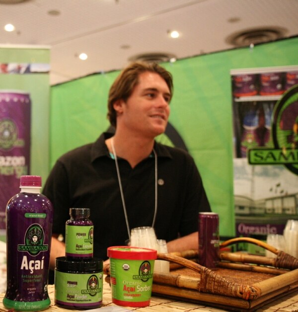 Jeremy Black of Sambazon at the Sambazon exhibit at the NY Fancy Food 2008 trade show.