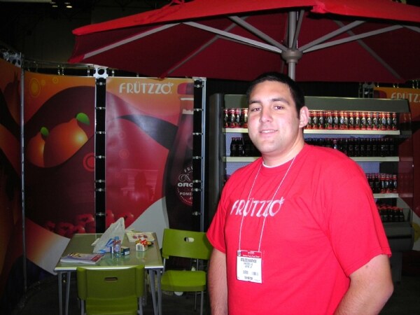 Stelios Xanthos of Frutzzo at the Frutzzo exhibit at the NY Fancy Food 2008 trade show.