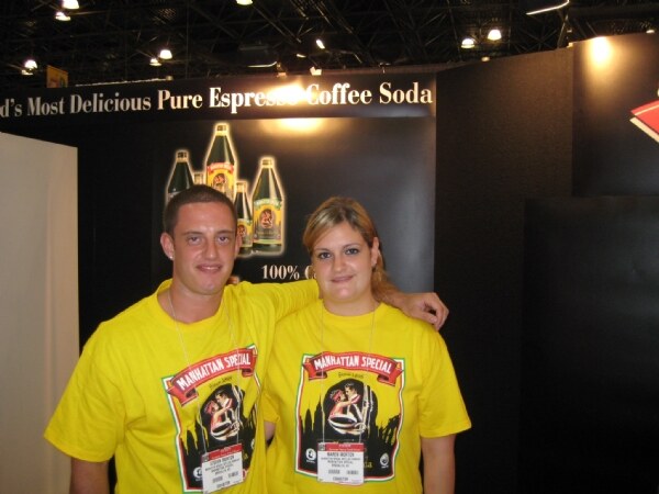 Photo unavailable. Steven Morton and Maren Morton of Manhattan Special at the Manhattan Special booth at NY Fancy Food 2008.