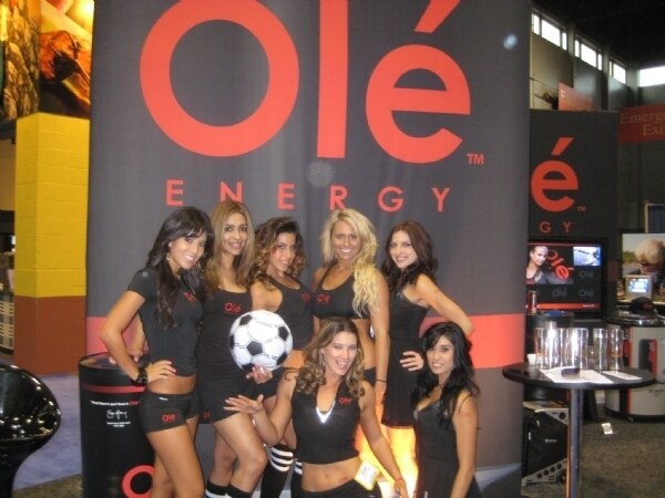 Photo unavailable. Image from the Ole Energy exhibit at NACS 2008, per the archive title showing women associated with the brand.