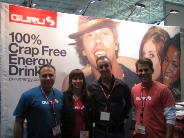 Exhibit photo from Expo East 2008 associated with the Guru Energy brand. The image is unavailable, so no further visual detail is described.