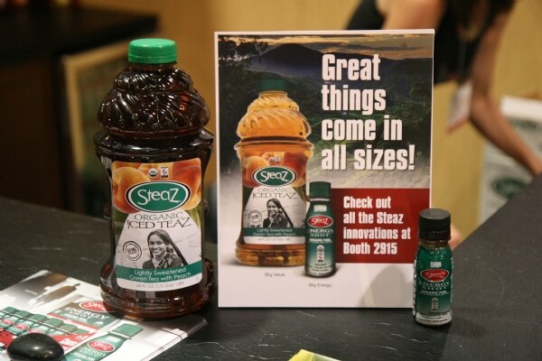 Steaz brand display at the Expo West 2009 trade show.
