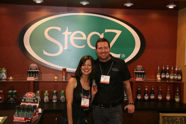 Booth for Steaz at Expo West 2009, a trade show exhibit space for the brand.