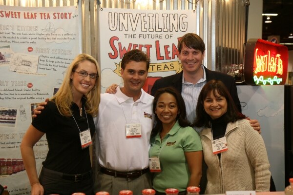 Sweet Leaf brand display at the Expo West 2009 trade show.