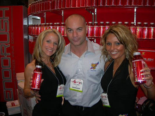 Tamara Trofimoff(right) and the Endorush team were busy introducing their new energy drink.