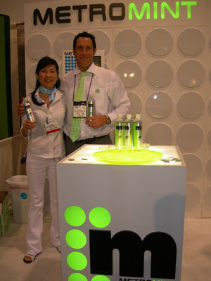 Rio Miura and David Wetzel of MetroMint busy showing off their new Spearmint flavor