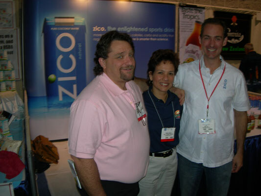 Robert Sipper, Simone Anewalt and Mark Rampolla at the Zico Coconut water booth