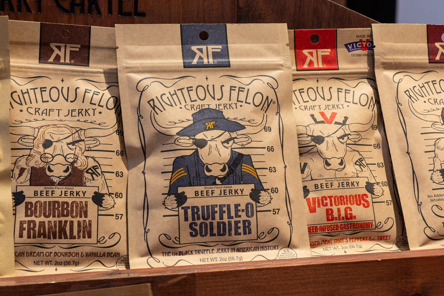 Bags of jerky in Bourbon Franklin, Truffle-O Soldier and Victorious B.I.G.