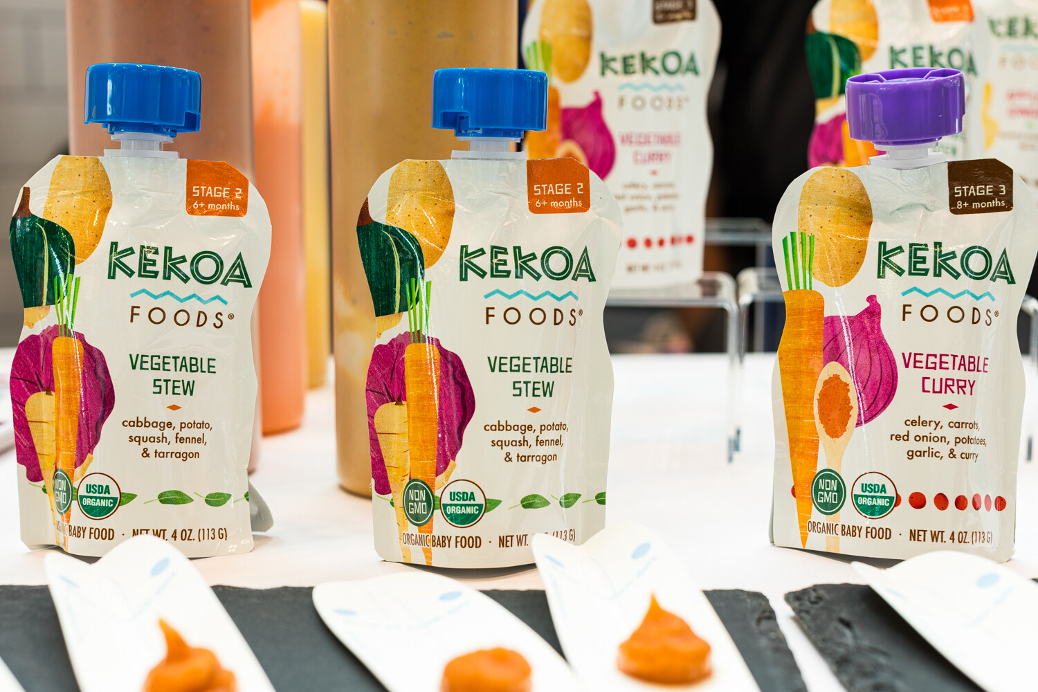 Photo of Kekoa Foods vegetable baby food pouches.