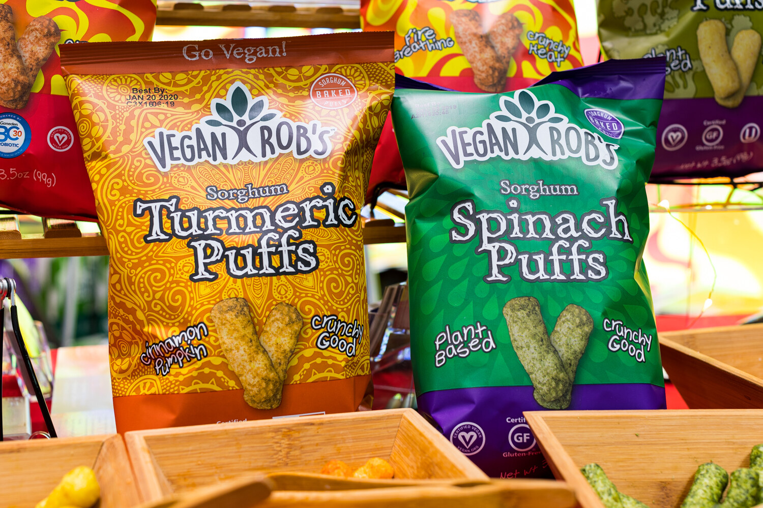 Photo of Vegan Rob's turmeric and spinach puffs bags.